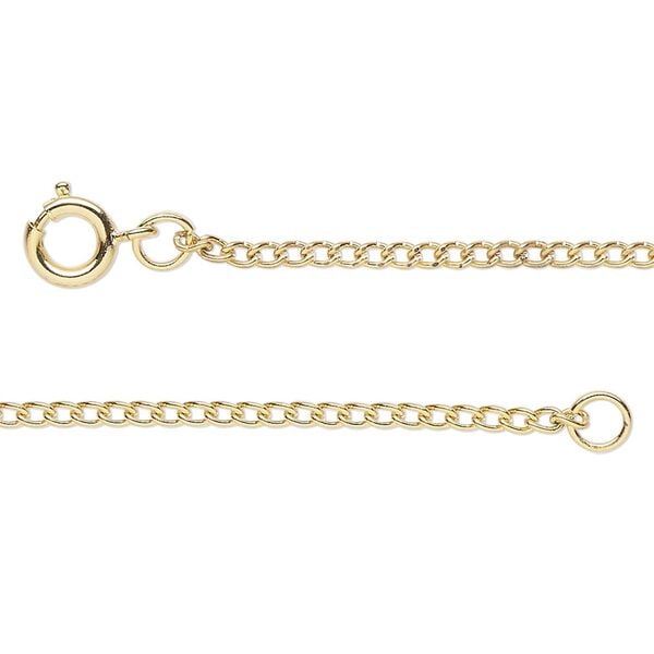 Chain 1pkg1 curb, 1.9mm / springring clasp, gold-finished steel 17 inch image number 0
