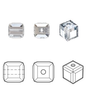 Bead 96pk crystal blue shade, Swarovski&reg; 8mm cube 5601