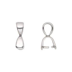 Bail, JBB Findings, ice-pick, sterling silver, 17.5x5mm teardrop, 6mm grip length. Sold individually.