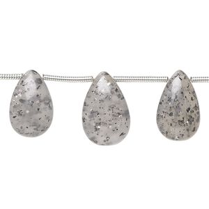 Black aventurine 1pkg5, top-drilled teardrop bead natural B grade, graduated