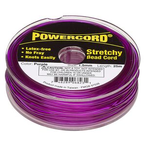 Cord, Powercord&reg;, elastic, purple, 1.5mm, 22-pound test. Sold per 25-meter spool.
