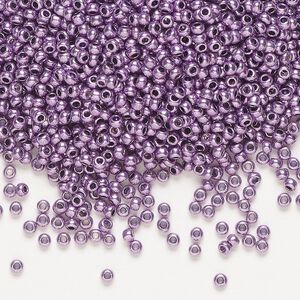 Seed bead, Preciosa Ornela, glass, opaque terra dyed metallic violet, #11 rocaille. Sold per 50-gram pkg.