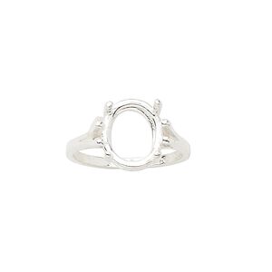 Ring, Sure-Set&trade;, sterling silver, 12x10mm 4-prong oval basket setting, size 7. Sold individually.