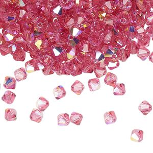 Bead 720pk rose AB, Preciosa Czech crystal 4mm bicone