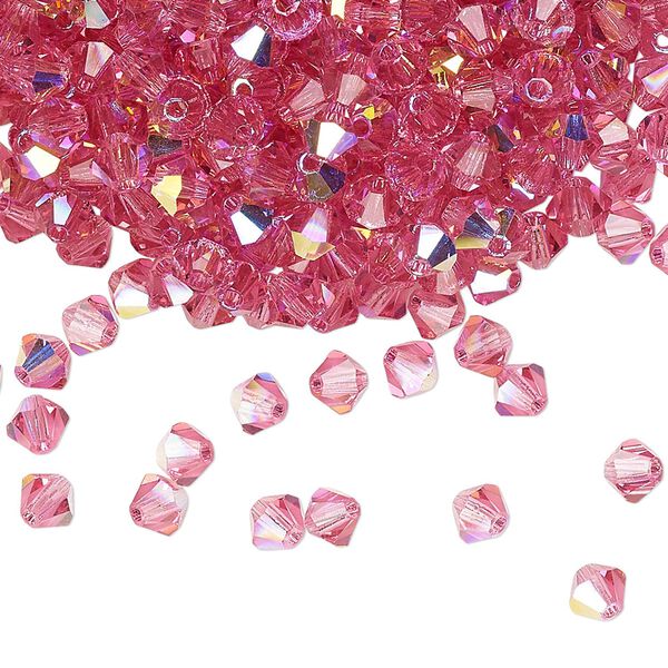 Bead 720pk rose AB, Preciosa Czech crystal 4mm bicone image number 0