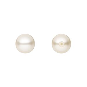 Pearl 50pk light creamrose, Preciosa Czech crystal 10mm half-drilled round