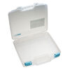 Organizer, ArtBin&reg; tarnish inhibitor 1pkg1, polypropylene, clear and blue, 15-1/2 x 15 x 3-1/2 inches, organizer box with 18 moveable dividers, removable tray and bead board. image number 4
