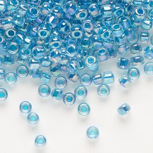 Seed bead, Dyna-Mites&trade;, glass 1pkg0.5kg, #6 round, translucent rainbow inside dyed color teal (322 6/0 RR)