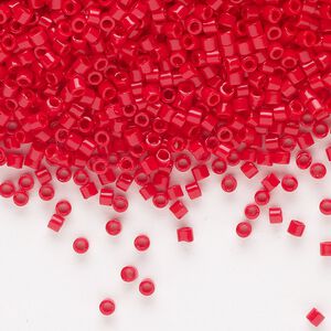 Seed bead, Delica&reg;, glass, pkg/250g, #10 round, opaque red (DBM-0723).