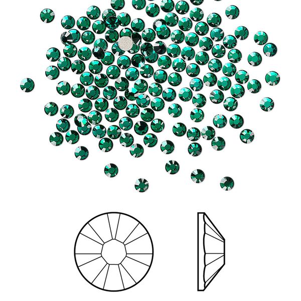 Flat back 1440pk emerald foil back, Swarovski&reg; 2.1-2.3mm rose round SS7 2058 image number 0