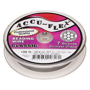 Beading wire, Accu-Flex&reg;, nylon and stainless steel, clear, 7 strand, 0.007-inch diameter. Sold per 100-foot spool.