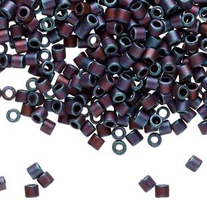 Seed bead, Delica&reg;, glass, pkg/250g, #8 round, opaque matte metallic iris blue (DBL-0325).