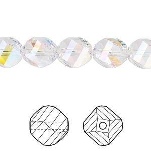 Bead 144pk crystal AB, Swarovski&reg; 10mm helix 5020