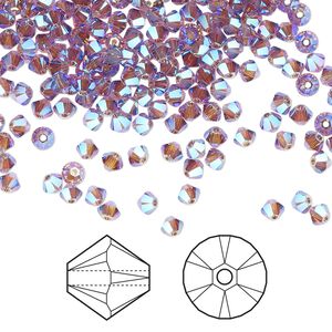 Bead 144pk iris AB 2X, Crystal Passions&reg; 3mm bicone 5328