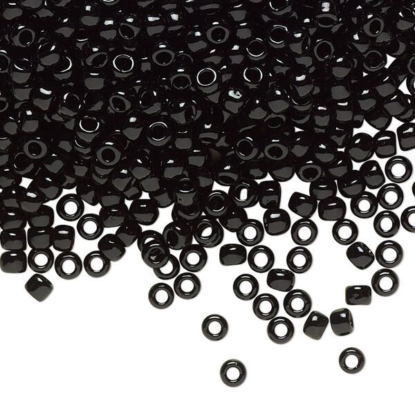 Seed bead, TOHO BEADS&reg;, glass, pkg/250g, #8 round, opaque jet (TR-08-49). image number 0