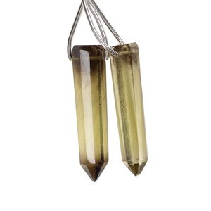 Lemon smoky quartz 1pkg2, top-drilled point bead B+ grade, 25x6-30x8mm