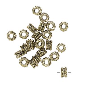 Bead 1pkg24 gold-finished "pewter", 5x3mm double beaded rondelle, antique