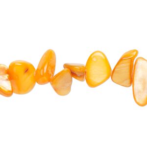 Mother-of-pearl shell 1pkg1, chip bead 30 inch bright orange small to extra-large