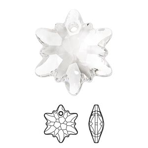 Drop 18pk crystal, Swarovski&reg; 28mm pendant edelweiss 6748