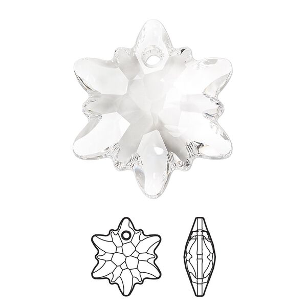Drop 18pk crystal, Swarovski&reg; 28mm pendant edelweiss 6748 image number 0
