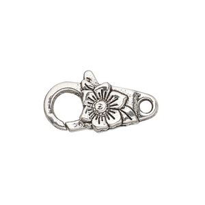 Clasp lobster claw 1pkg6 silver-plated "pewter" (zinc alloy), 24x10.5mm double-sided, antique 1-strand