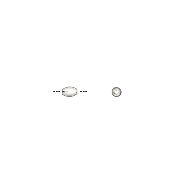 Bead 1pkg5 sterling silver, 3.5x2mm oval image number 0