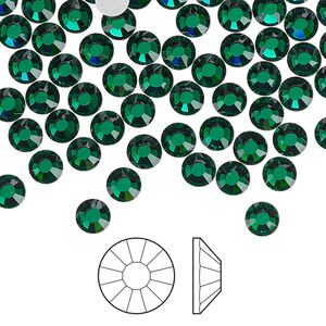 Flat back 1440pk emerald foil back, Preciosa Viva 12&reg; Czech crystal rhinestone 4.6-4.8mm chaton rose round SS20