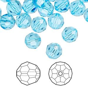 Bead 144pk aquamarine, Crystal Passions&reg; 8mm round 5000