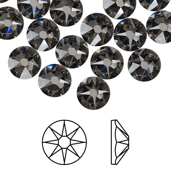 Flat back 144pk crystal silver night foil back, Swarovski&reg; 8.412-8.672mm rose round SS40 2088 image number 0
