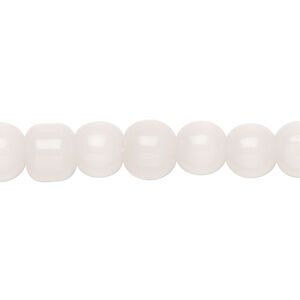 Bead, cat's eye glass, translucent light pink, 7-9mm round. Sold per 12-inch strand, approximately 40 beads.