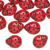 Bead 1pkg30, Czech pressed glass, opaque red and black, 13x11mm ladybug. image number 0