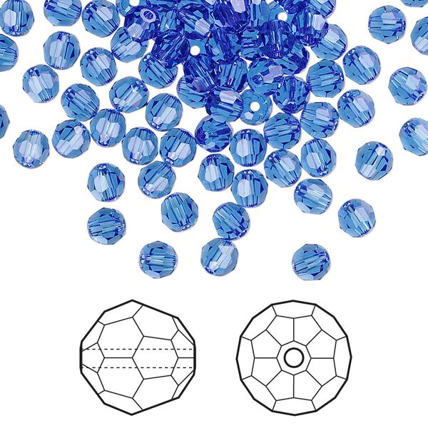 Bead 12pk sapphire, Crystal Passions&reg; 4mm round 5000 image number 0