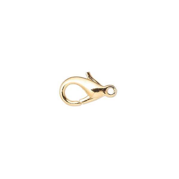 Clasp lobster claw 1pkg10 gold-plated, 13x8mm, brass 1-strand image number 0