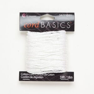 Cord 1pkg1, nylon, metallic white AB, 1mm twisted, 18 meters.