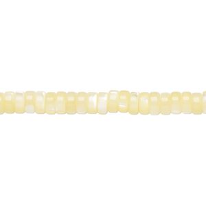 Mother-of-pearl shell 1pkg1, heishi bead 15.5 to 16 inch yellow 5x2mm