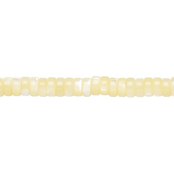 Mother-of-pearl shell 1pkg1, heishi bead 15.5 to 16 inch yellow 5x2mm image number 0