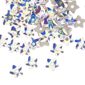 Bead 144pk crystal AB foil back, Swarovski&reg; 7mm star flower 3754