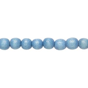 Bead 1pkg1, Taiwanese cheesewood (dyed / waxed), light blue, 5-6mm round, 15-1/2 to 16 inches.