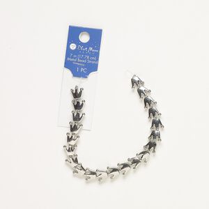 Bead 1pkg1 silver-finished "pewter", 11x9mm crown, 7 inch
