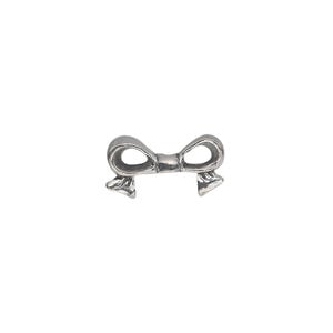Bead, pewter (tin-based alloy), pkg/1, antiqued, 16x9mm double-sided bow, fits 8mm cube.