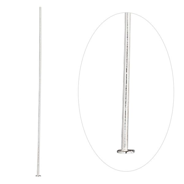 Head pin 1pkg100 sterling silver, 2 inch, 24 gauge image number 0