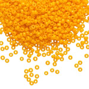 Seed bead, Miyuki, glass, pkg/250g, #11 rocaille, opaque mandarin orange, (RR-405).