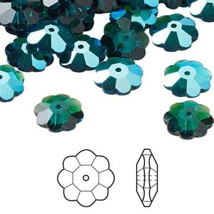 Margarita flower 12pk emerald shimmer, Crystal Passions&reg; 10x3.5mm 3700