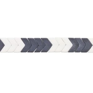 Bead, porcelain, opaque matte black and white, 6.5x4mm chevron. Sold per 15-1/2" to 16" strand, approximately 110 to 130 beads.