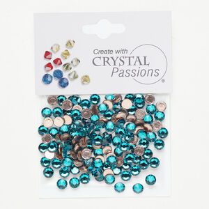 Flat back 1pkg144 blue zircon, Crystal Passions&reg; rhinestone 4.60-4.80mm hotfix round SS20