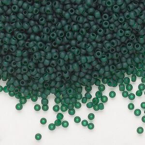 Seed bead, Dyna-Mites&trade;, glass, pkg/1/2kg, #11 round, translucent matte dark green, (23MA 11/0 RR).