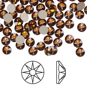 Flat back 144pk light amber foil back, Crystal Passions&reg; 4.6-4.8mm rose round SS20 2088
