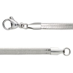 Chain 1pkg1 herringbone, 4mm / lobster claw clasp, stainless steel 24 inch