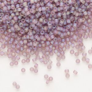 Seed bead, Dyna-Mites&trade;, glass, pkg/1/2kg, #11 round, translucent frosted rainbow amethyst purple, (10FAB 11/0 RR).