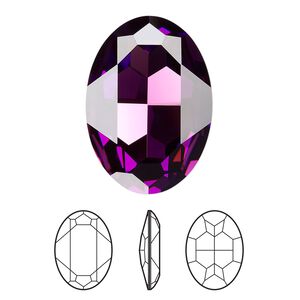 Fancy stone 1pk amethyst foil back, Crystal Passions&reg; 30x22mm oval 4127
